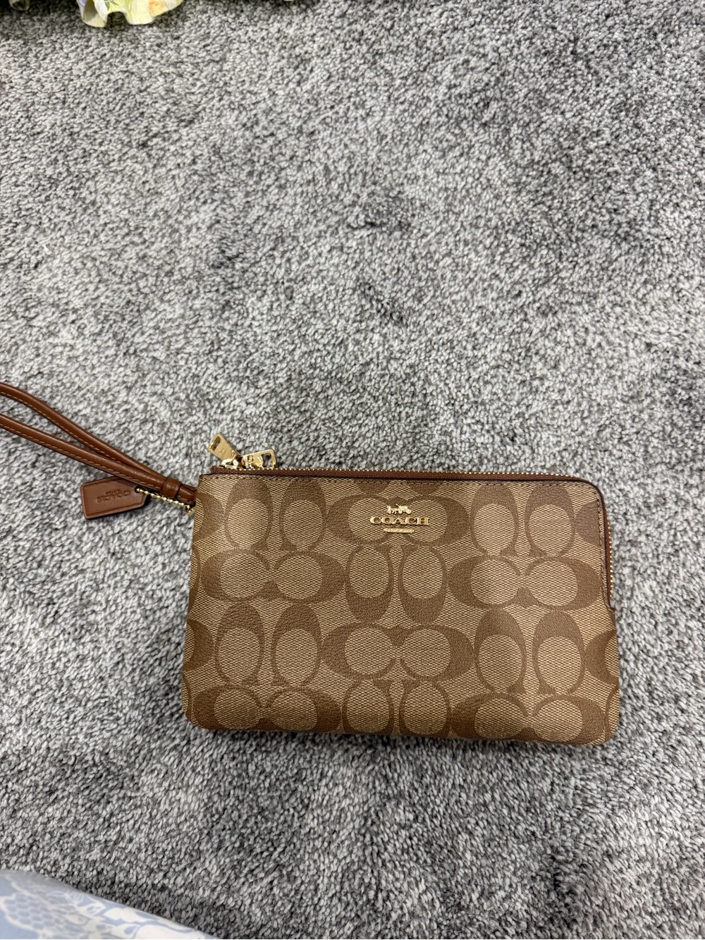 Coach Brown Signature Canvas Wristlet